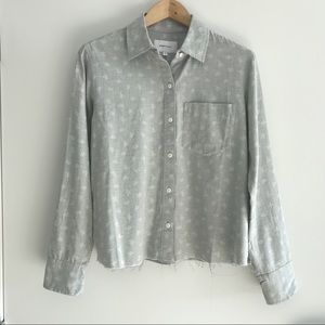 Current/Elliott Long Sleeve Raw Hem Button Down